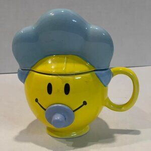 Large Smiley Face Happy Baby Boy￼ Coffee Cup Yellow Ceramic Mug Teleflora Rare